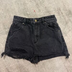 ROLLA'S Black G’DAY MATE Frayed Jean Shorts